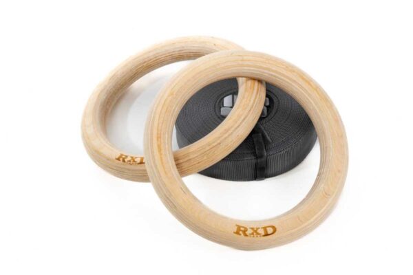 Wooden gym rings incl. straps